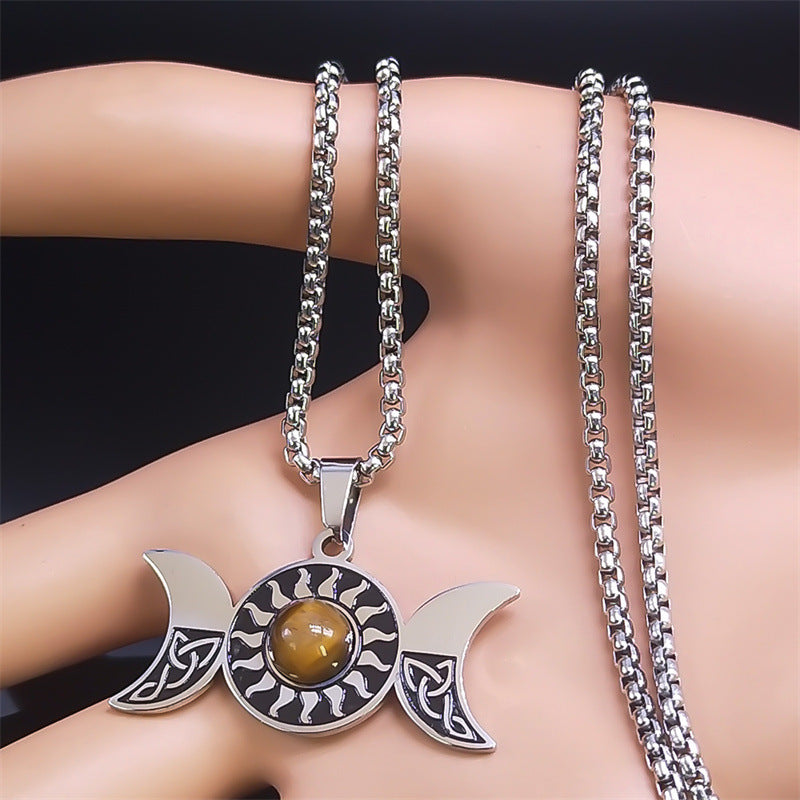 European And American Pendant Magic Worship Trinity Five-pointed Star Sun Necklace bd0258d7 c66a 46d2 ad57 1ebfdd8342fd