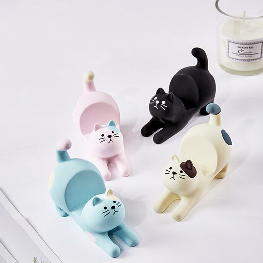 Grocery Cat Phone Holder Resin Craft Car Desktop Ornament - 图片 1
