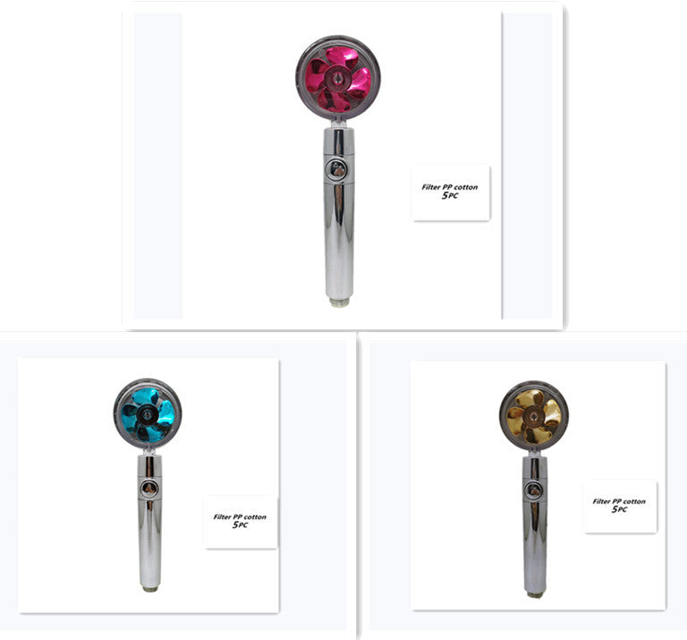 Propeller Driven Shower Head With Stop Button And Cotton Filter Turbocharged High Pressure Handheld Shower Nozzle bd405614 0a