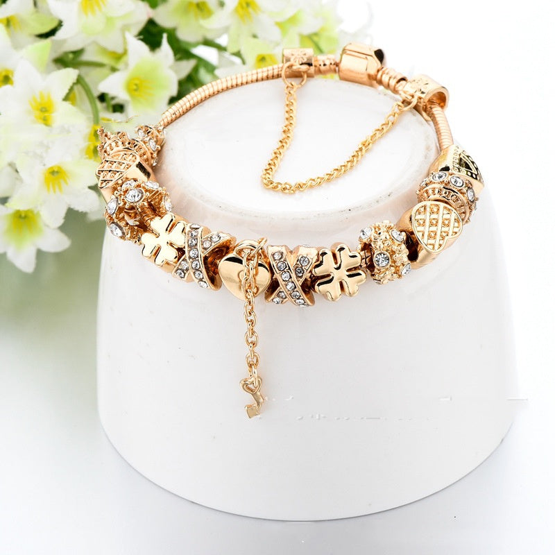 DIY Gold Bracelet Alloy Diamond Color Retaining Big Hole Beads Beaded bd44ba33 c1c2 4b56 9a92 ce8be9d131a1