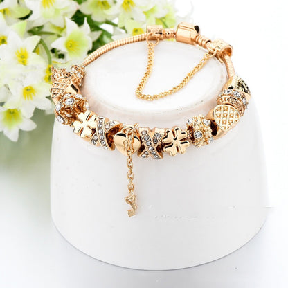 DIY Gold Bracelet Alloy Diamond Color Retaining Big Hole Beads Beaded bd44ba33 c1c2 4b56 9a92 ce8be9d131a1