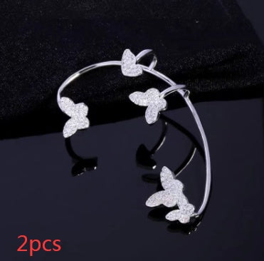 Fashion Gold Metal Butterfly Ear Clips Sparkling Zircon Without Piercing Ear Cuff Clip Earrings For Women Jewelry Gift bd4996