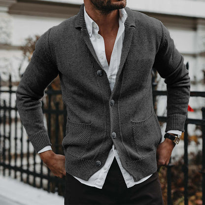 Solid V-neck Long Sleeve Pocket Knitted Sweater Coat bd4d25a7 7079 4e2c b776 556d553dfb6c