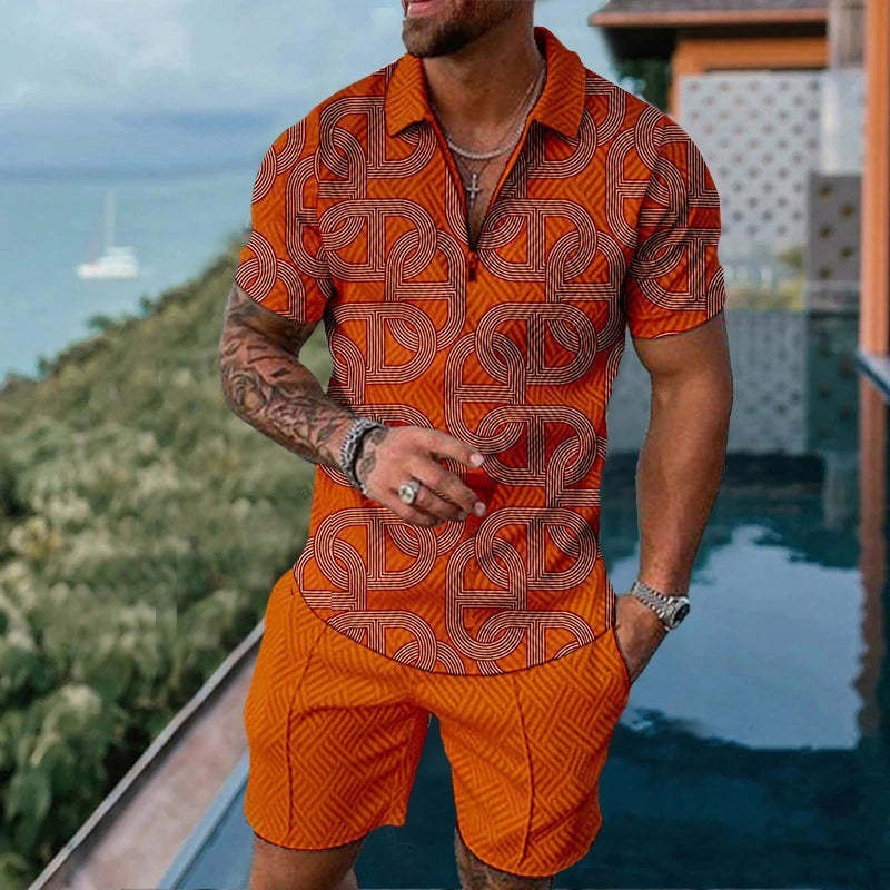 Fashion Casual Zipper Short Sleeve Suit bd50f2e6 c739 47db ab3e 6b0d76fd13ab