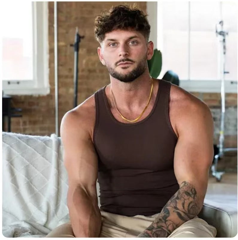 Men's Summer Knitted Ice Silk Rib Fitness Sports Casual Slim Vest bd5f228a 408c 47fc 92b2 9b8d3f12f6cb