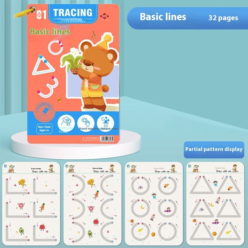 Children's Pen Control Training Copybook Stroke Drawing Point Line Picture Book Potential Development Cards bd691d58 488e 4c8