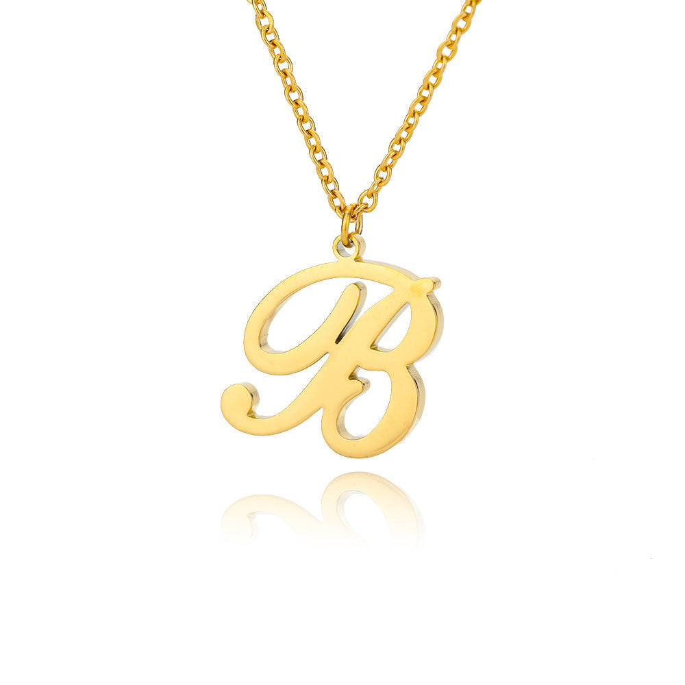 Stainless Steel 26 English Letter Necklace bd7772b9 abc2 4b07 83bc 0eef54d4e5e9
