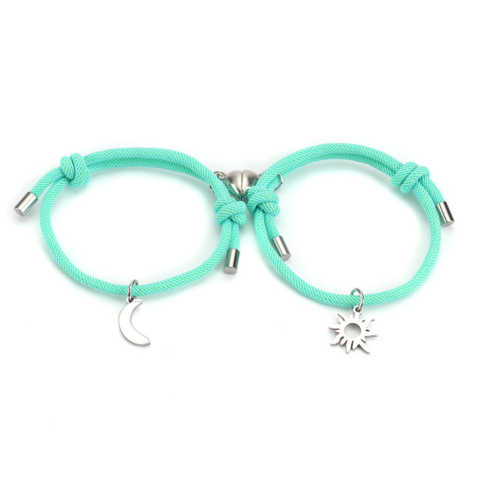 Stainless Steel Titanium Sun And Moon Pendant Couple Bracelet bd8935e1 7029 4fcf aa2c ca0d4252bed2