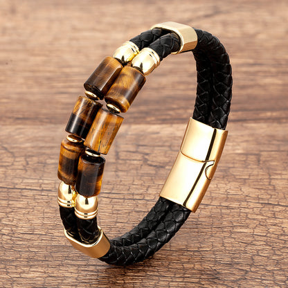 Men's Double-layer Simple Woven Leather Bracelet bd92e999 a67b 4f77 8e3a ac7904c1074e