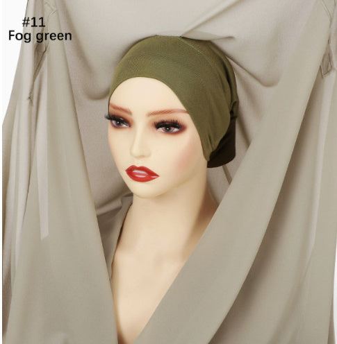 Lazy Chiffon Convenient Headscarf Magnetic Buckle Fixed Anti-drop Solid Color bda6d7be 4684 4a83 a5d3 f999f72bd171