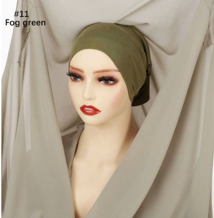 Lazy Chiffon Convenient Headscarf Magnetic Buckle Fixed Anti-drop Solid Color bda6d7be 4684 4a83 a5d3 f999f72bd171