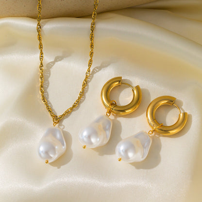 Stainless Steel Necklace Earrings Women's Jewelry Suit bdb97920 88d3 4297 b104 380e0f479d7d