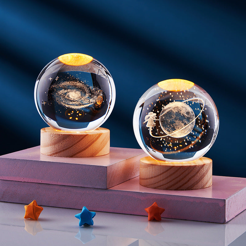 Crystal Ball 3D Inner Carved Solar System Glowing Night Lights Warm Bedside Light Festival And Kid Gift Night Lamp bdca5c29 0