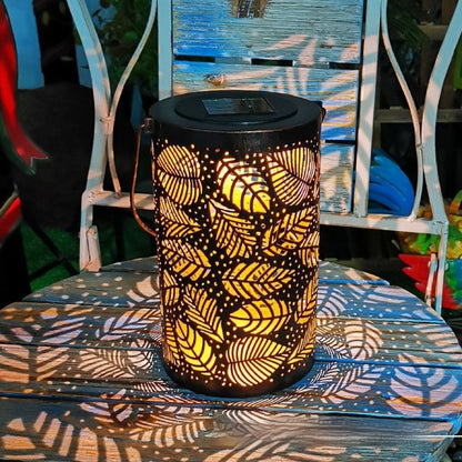 Cross-border Retro Solar Lantern Iron Hollow Storm Lantern Courtyard Decoration Desk Lamp Garden Projection bdfe5559 0f40 479