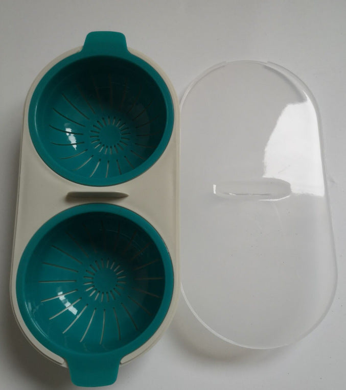 Microwave Egg Poacher Food Grade Cookware Double Cup Egg Boiler Kitchen Steamed Egg Set Microwave Ovens Cooking Tools be08126