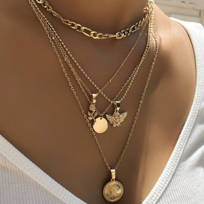 Flower Pendant Multilayer Ladies Necklace Combination Set be18f6e3 7b3e 4dc8 89d8 5fc0d07456f7