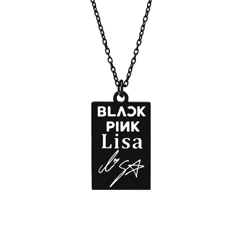 KPOP Jisoo Lisa Jennie Rose Signature ID Pendant Necklace be244f7c a7a3 4125 80ef f8539ac15ffa