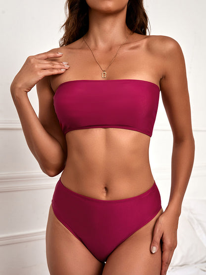 Tube Top High Waist Split Bikini be271ad6 08bd 4ac1 8e19 7b7cad91fb29