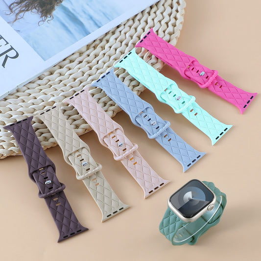 For Watch S9 Texture IwatchS8ULTRAL Silicone Butterfly Buckle Strap be2f252c 7c9d 4332 bc9b 8414f72a3d49