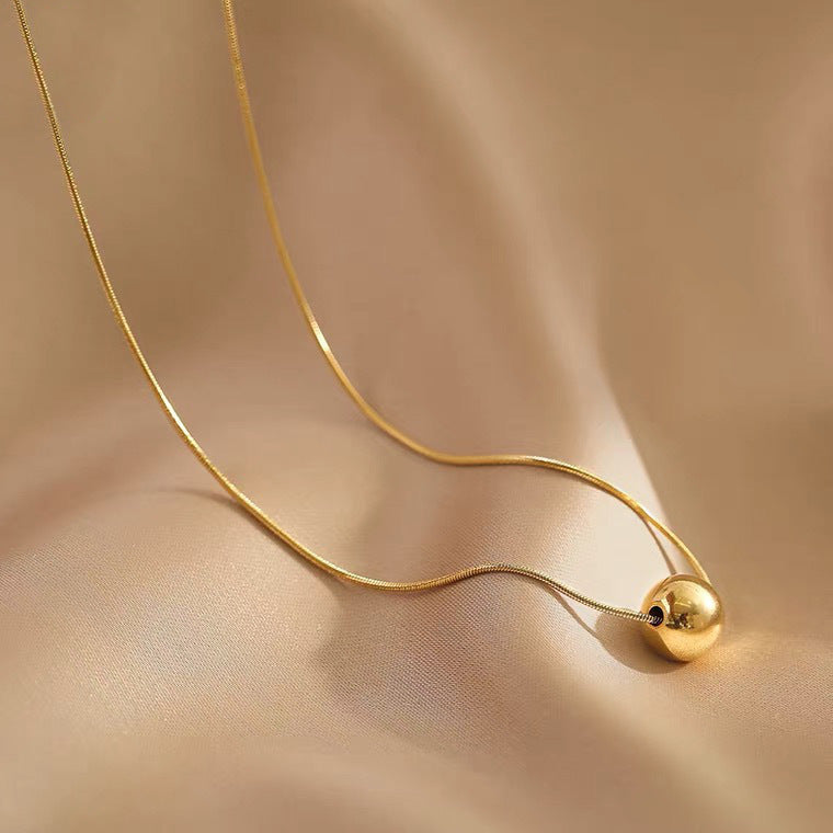 Women's Gold Small Round Beads Transfer Bead Necklace be2f4a44 d7da 4ff1 8504 a9de27941c70