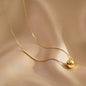 Women's Gold Small Round Beads Transfer Bead Necklace be2f4a44 d7da 4ff1 8504 a9de27941c70