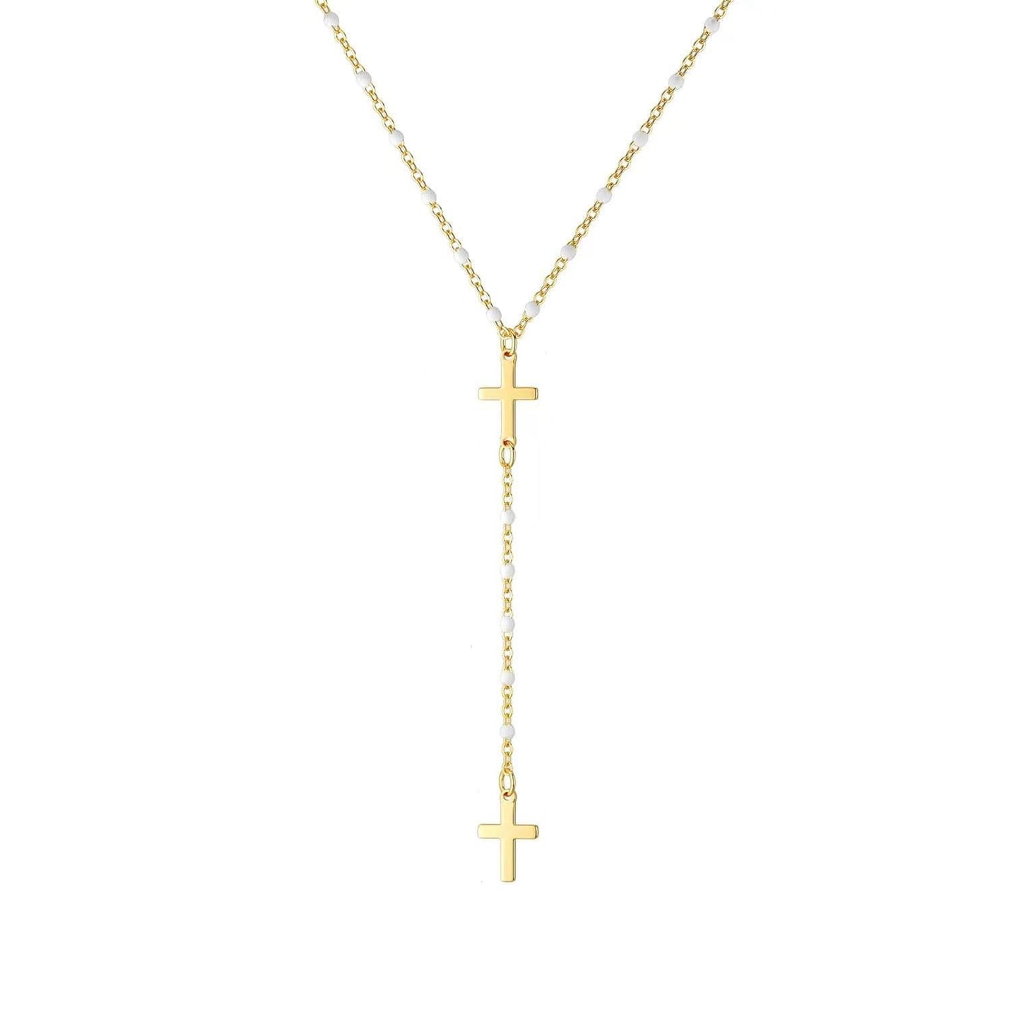 Fashion Cross Necklace Exquisite Y-shaped Bead Necklace be42edab 1f67 48cd a178 2e0744a1b519