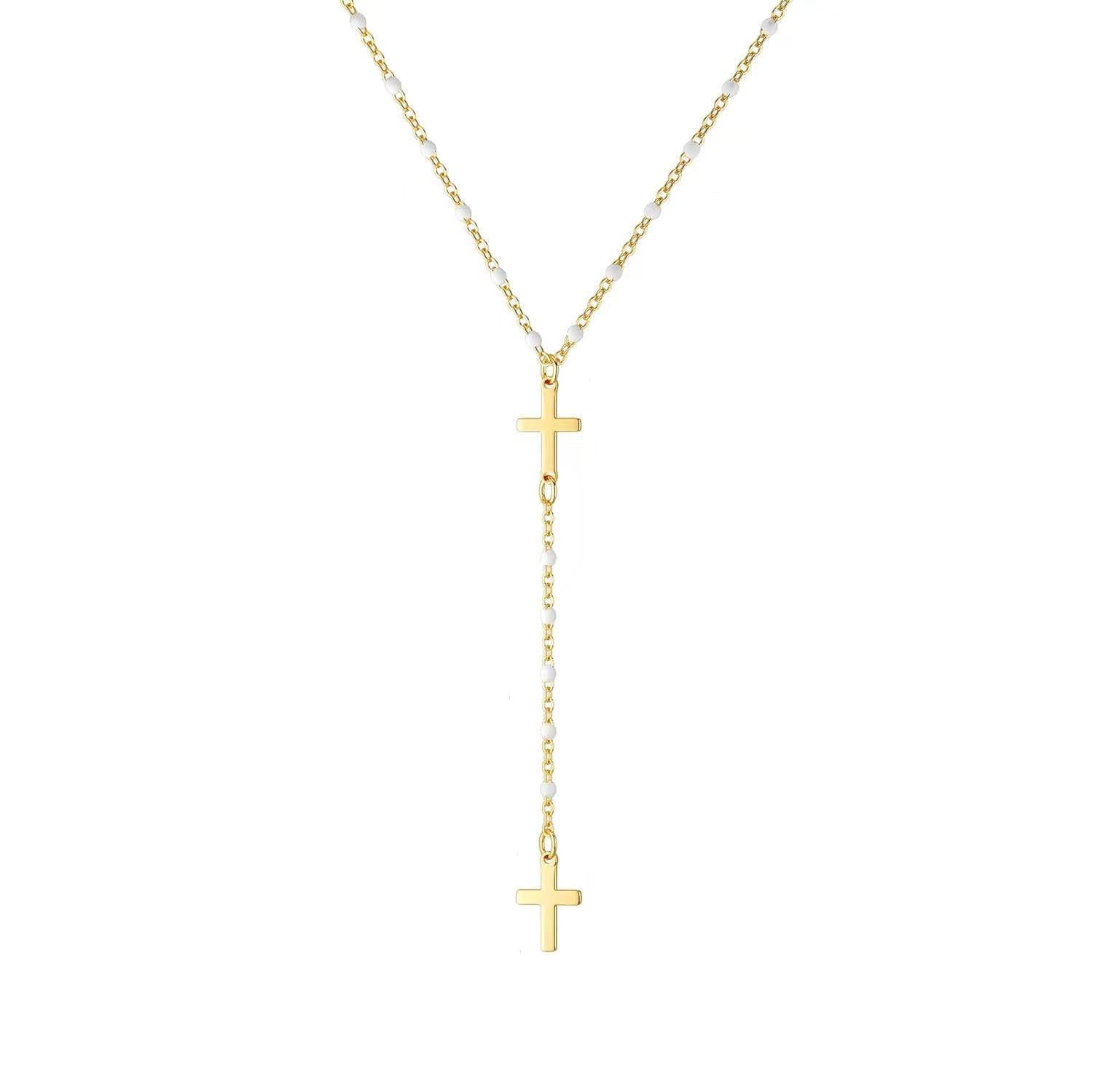 Fashion Cross Necklace Exquisite Y-shaped Bead Necklace be42edab 1f67 48cd a178 2e0744a1b519