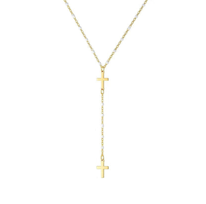Fashion Cross Necklace Exquisite Y-shaped Bead Necklace be42edab 1f67 48cd a178 2e0744a1b519