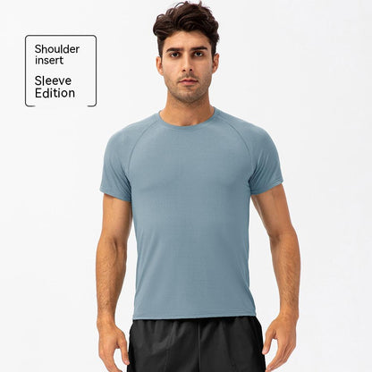 Men's Loose Running Quick Drying Clothes Round Neck T-shirt Sweat-absorbent Breathable Fitness Sports Casual Short Sleeve Clo