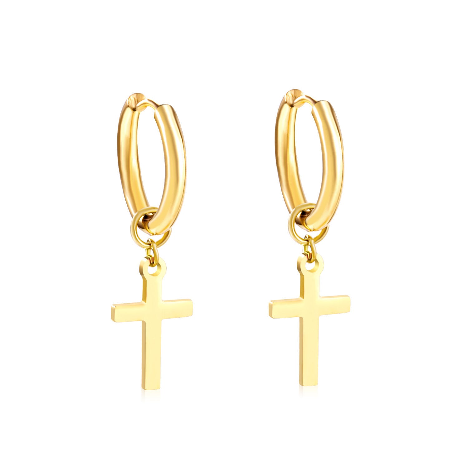 European And American Fashion Stainless Steel Ear Clip Temperament Men's And Women's Cross Earrings be580067 3dc4 49b8 9bd3 6