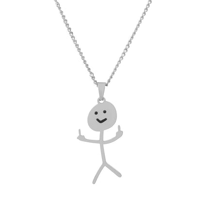 Cute Cartoon Stickman Pendant Stainless Steel Necklace be64592d b483 4112 9665 a9b28b90a5cb