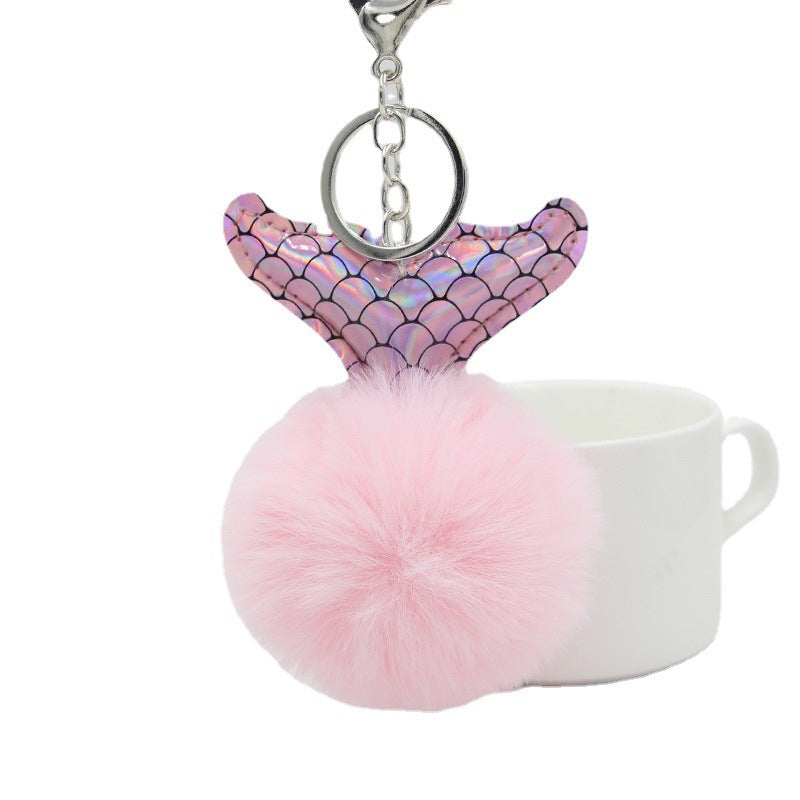 Fish Tail Fur Ball Keychain Creative be73f10d 1092 40f3 acad 430ae246bc68