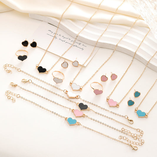 Simple Love Jewelry Women's Fashion Necklace Suit Heart Jewelry Set Gift For Her Fashion Party Jewelry be957a42 7587 4dd0 9c3
