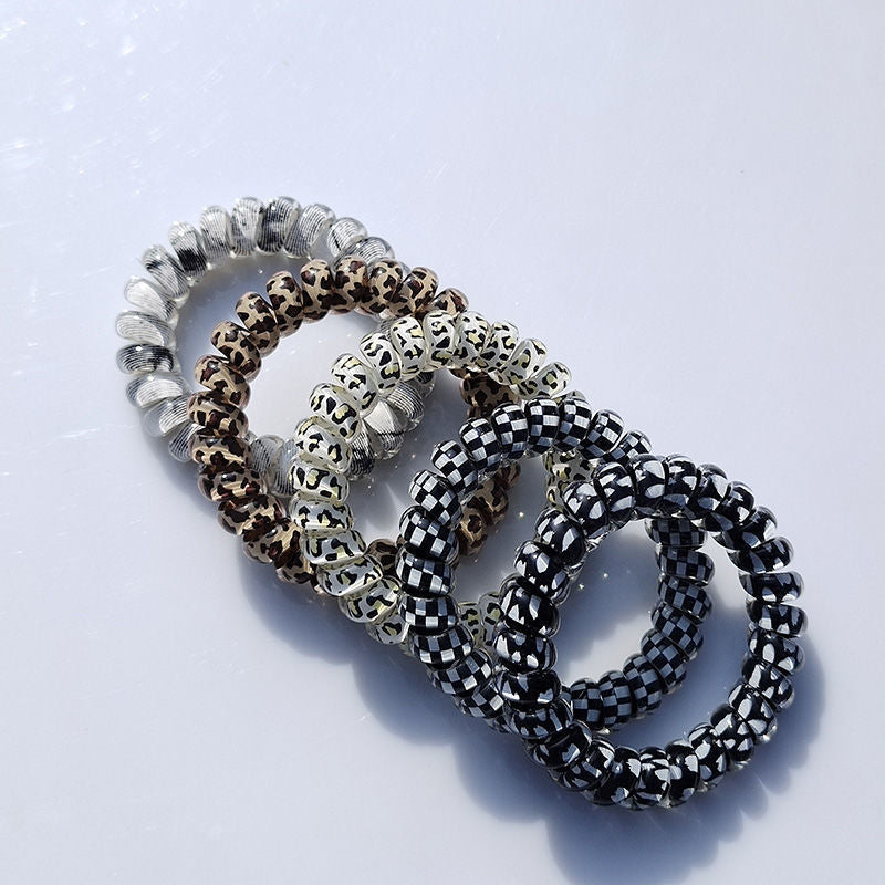 Telephone Line Translucent Jelly Frosted Leopard Print Headband Rubber Band Simple And Seamless Headdress For Hair Ties be95d