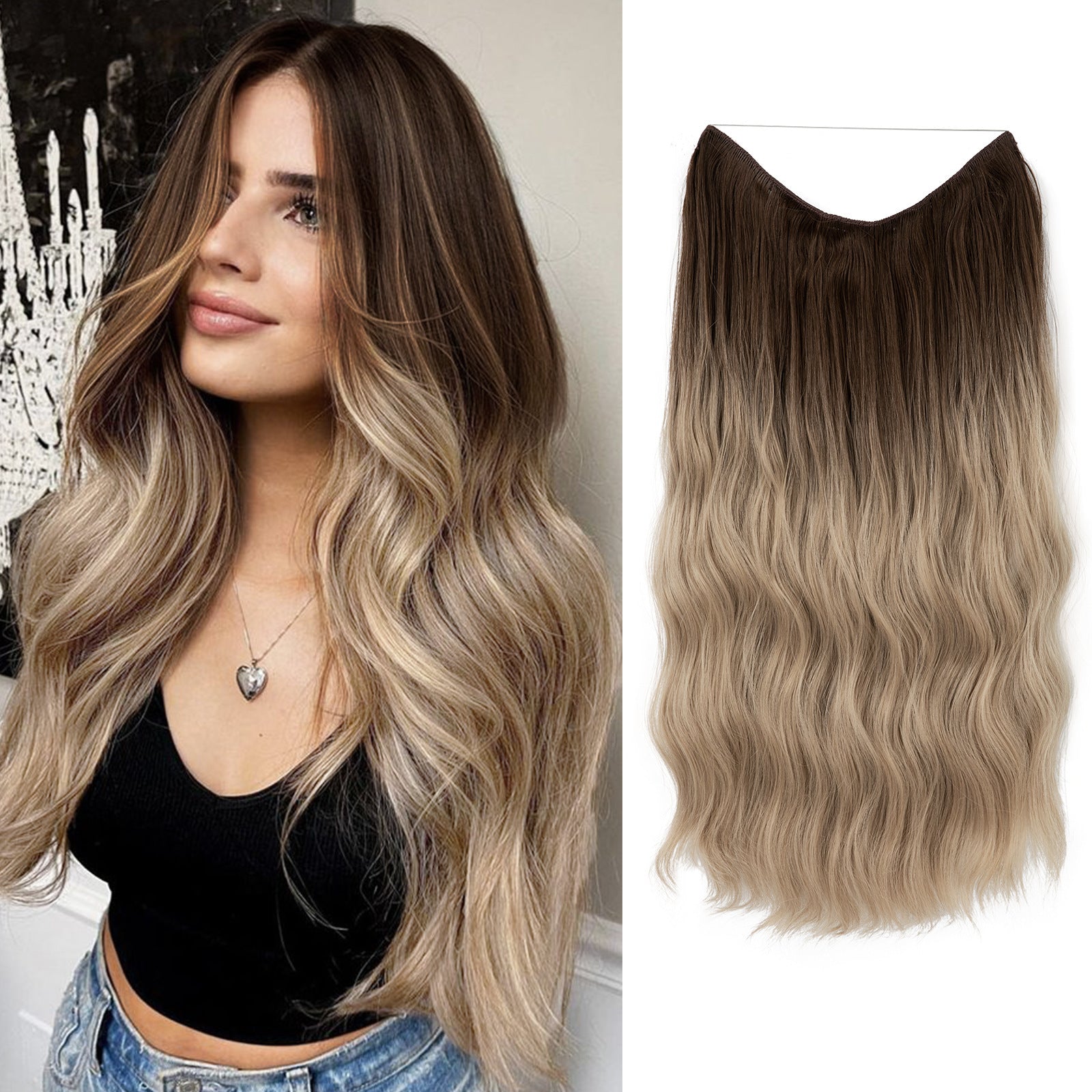 European And American Style Women Corn Curler Fishing Thread Long Curly Hair  Wig be97c304 3d86 457c a8b4 7a4f0e2c947a