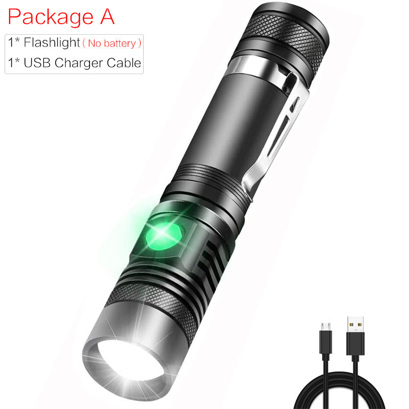 Portable Mini WT518 T6 1000Lumens 3 Modes Black Zoomable LED Flashlight Lighting Clicky Clip on Flashlights Torches Lightweig