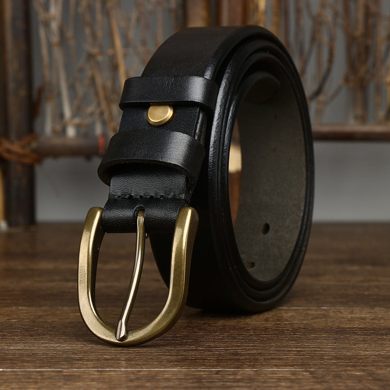 3.3CM Wide Copper Buckle Trendy Fashion Retro Belt Men - HD Wireless Product #2