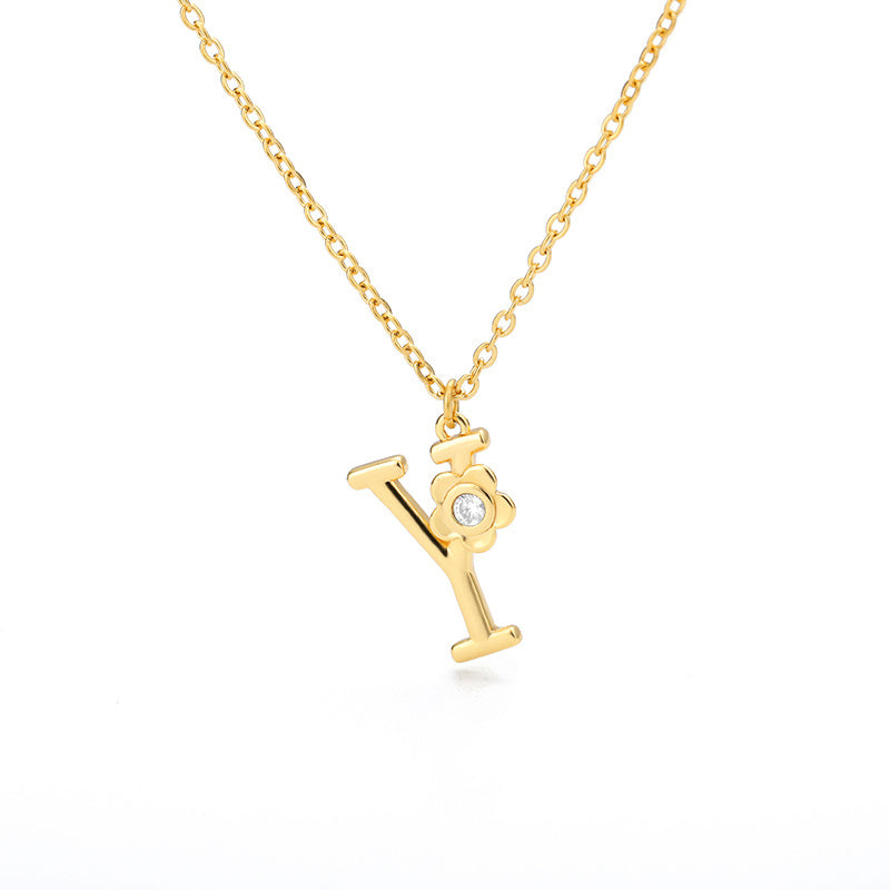 Rose English Alphabet Pendant Necklace bedaf498 691e 4df3 aa96 fd459e026c0d