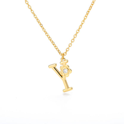 Rose English Alphabet Pendant Necklace bedaf498 691e 4df3 aa96 fd459e026c0d