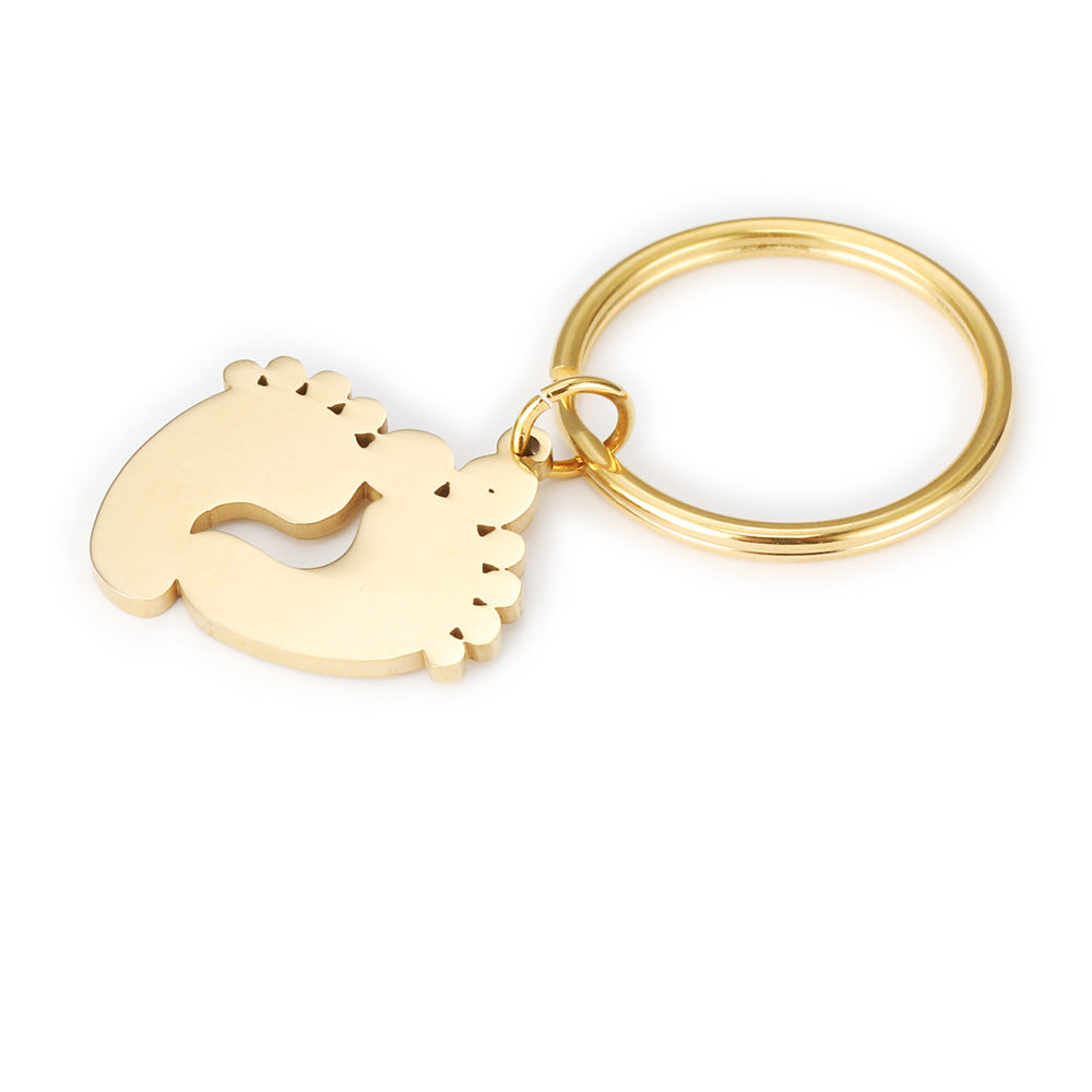 Stainless Steel Jewelry Pendant Two-color Foot Keychain Love bee47995 bf16 4995 9624 a7bb5ffd0917