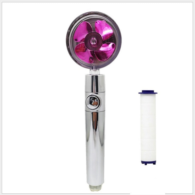 Propeller Driven Shower Head With Stop Button And Cotton Filter Turbocharged High Pressure Handheld Shower Nozzle bee988b4 66