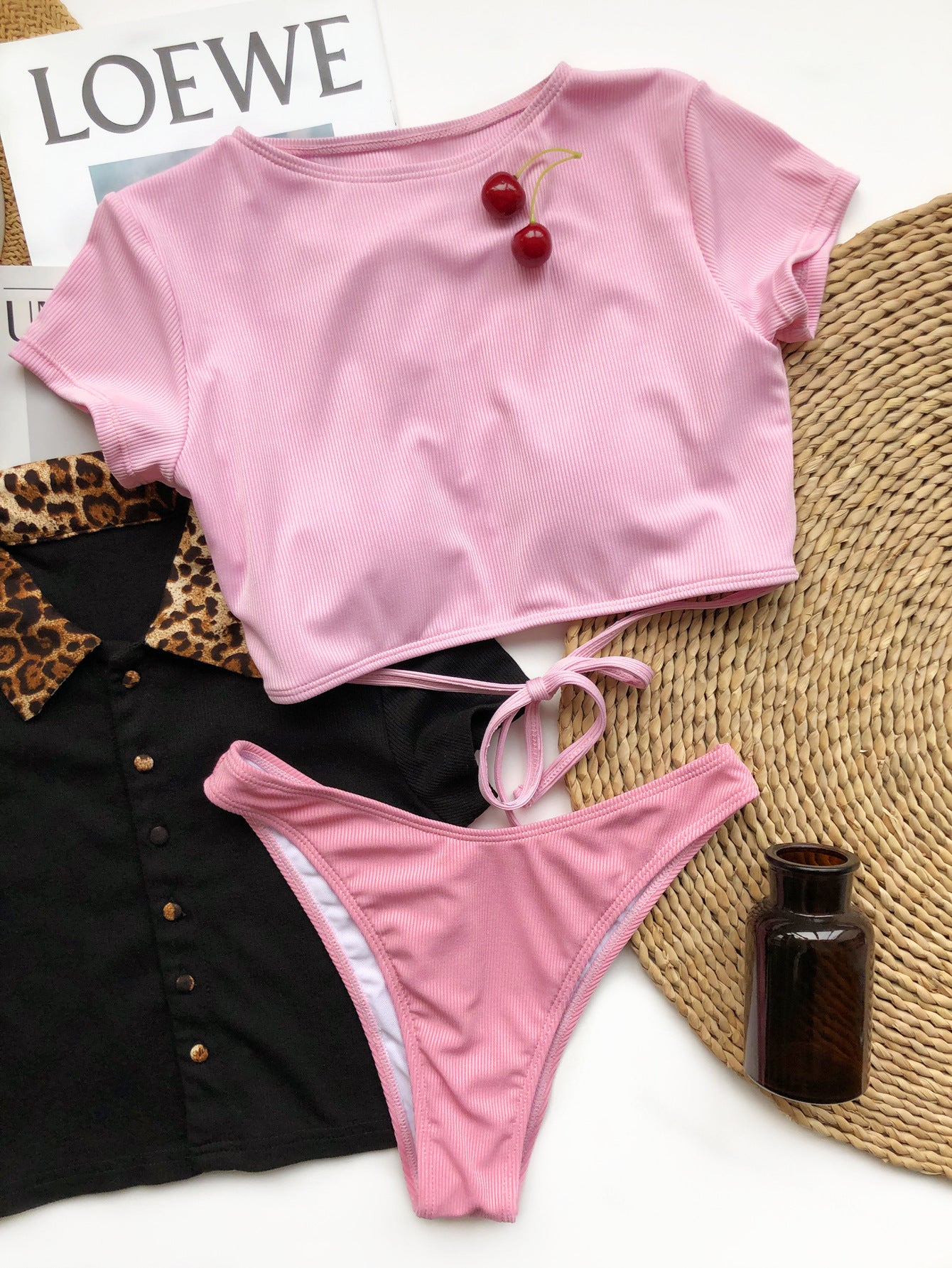 Fashion Solid Bikini Backless Swimsuit beee6bc2 53ba 40d0 aeb7 da8d277beba7