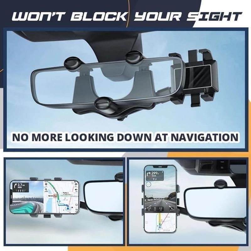 Rearview Mirror Phone Holder For Car Rotatable And Retractable Car Phone Holder Multifunctional 360 Rear View Mirror Phone Ho