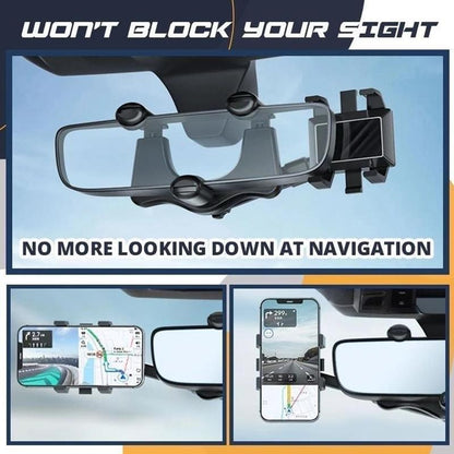Rearview Mirror Phone Holder For Car Rotatable And Retractable Car Phone Holder Multifunctional 360 Rear View Mirror Phone Ho