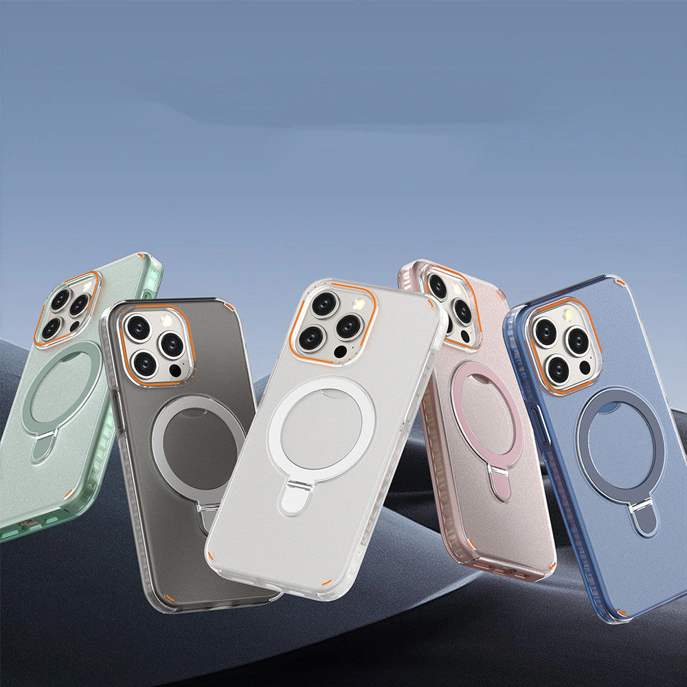 New Colorful Magnetic Bracket Phone Case With Holder Stand Cover For Magesafe Magnetic Transparent Wireless Charge Case For P