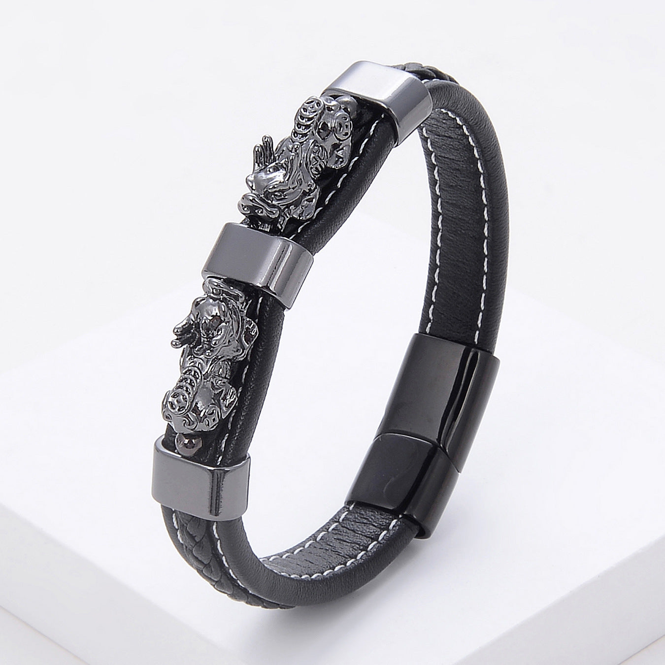 Vintage Braided Leather Rope Bracelet Stainless Steel bf8ec1ca 15d4 43dd b895 1f63ebb40cba