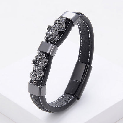 Vintage Braided Leather Rope Bracelet Stainless Steel bf8ec1ca 15d4 43dd b895 1f63ebb40cba