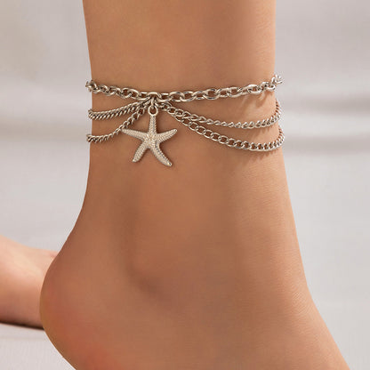 Gold Heart-shaped Chain Foot Ornaments Tassel Snake Pendant Three-layer Anklet For Women bfbdfb91 4780 453e 9a6f 792398aa8ef0