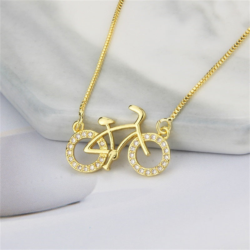 Bicycle Series Pendant Jewelry Female Inlaid Zirconium Copper Plating Necklace bffbc641 2a36 4e9c b186 6a4e90cd666b