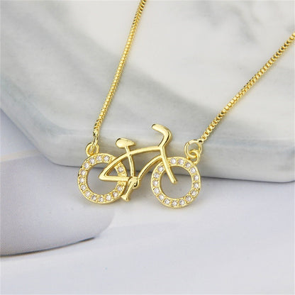 Bicycle Series Pendant Jewelry Female Inlaid Zirconium Copper Plating Necklace bffbc641 2a36 4e9c b186 6a4e90cd666b